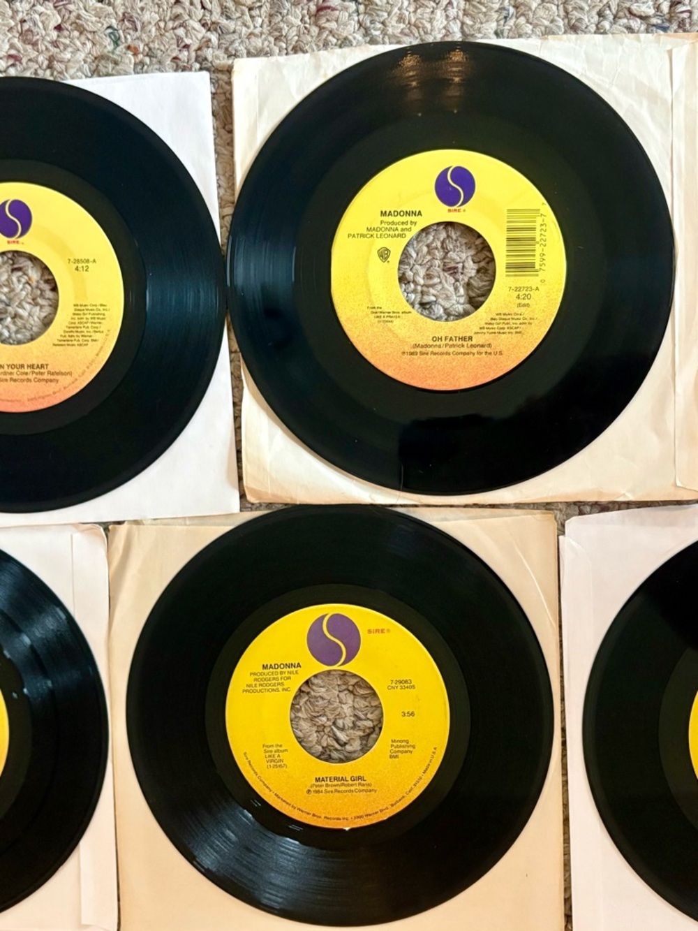Lot Of 5 Madonna 45 RPM Records 80s Pop Sire Records VG+